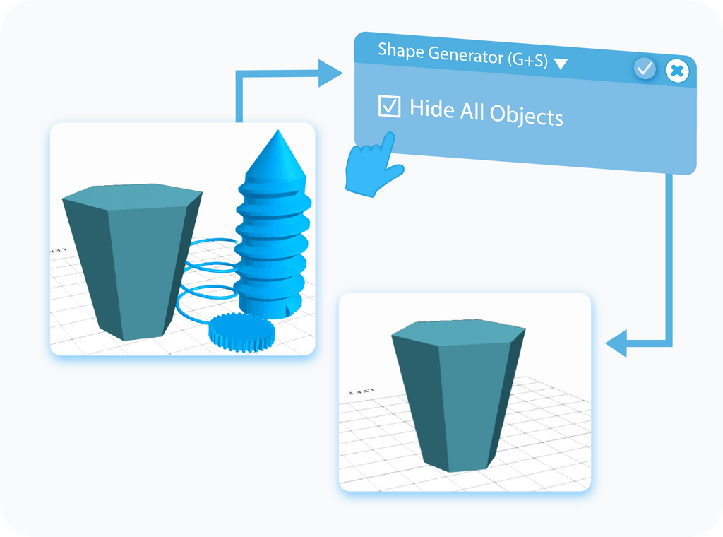 Toggle to enable Hide All Objects feature in Shape Generator